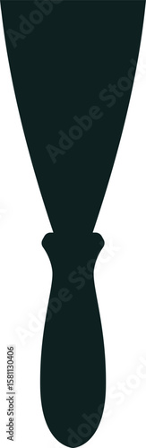 Putty knife silhouette isolated on a white background representing a tool used for applying and smoothing putty or filler in various construction and finishing tasks