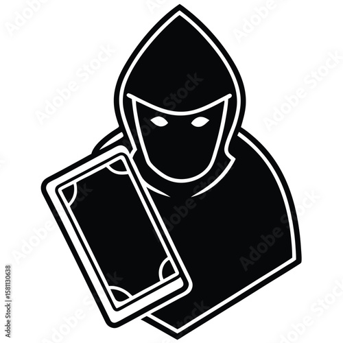 silhouette Phone scam on white background