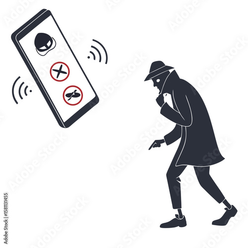 silhouette Phone scam on white background