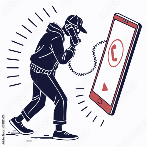 silhouette Phone scam on white background