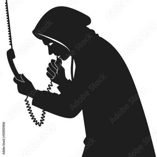 silhouette Phone scam on white background