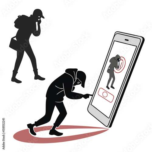 silhouette Phone scam on white background