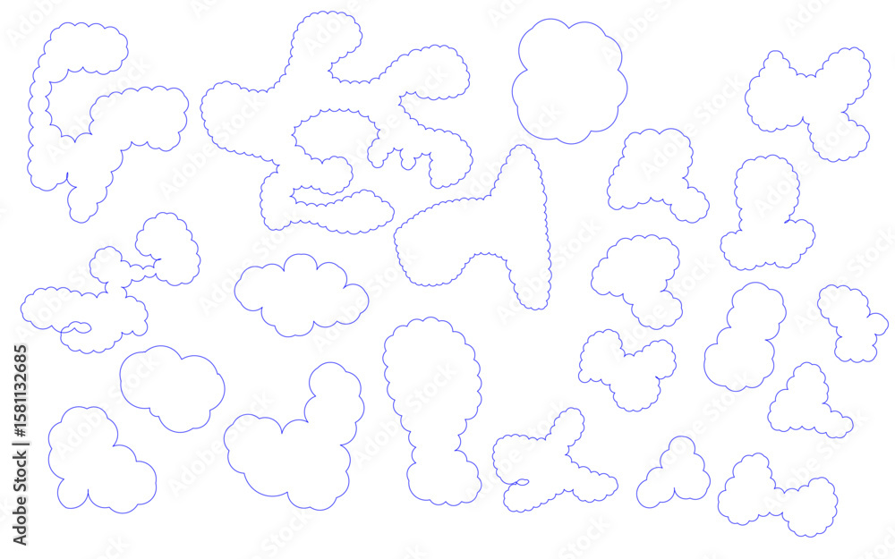 Clouds various shapes, editable stroke Clouds various shapes, editable stroke
