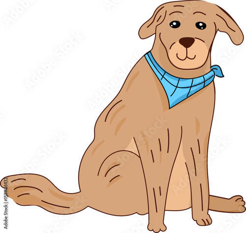 Labrador in Blue Scarf – Cute Cartoon Fashion Dog Vector