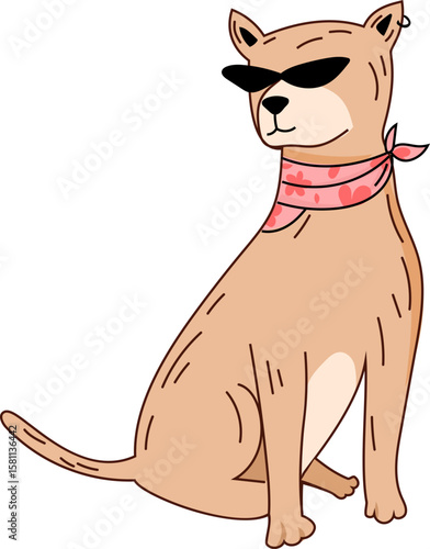 Pug in Red Bandana – Cute Cartoon Fashion Dog Vector