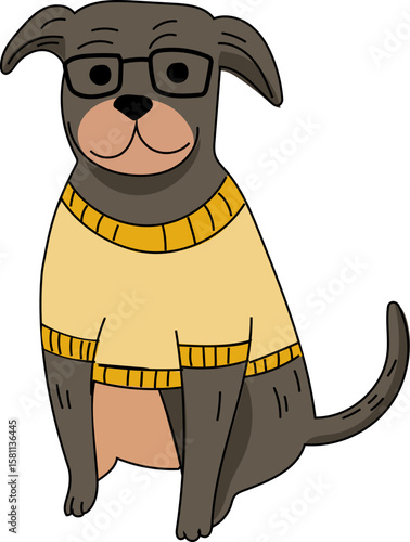 Dog in Yellow Sweater – Cute Cartoon Fashion Dog Vector