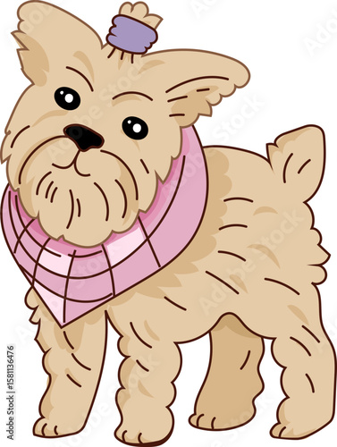Bulldog with Plaid Bandana – Cute Cartoon Fashion Dog Vector