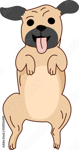 Pug Sitting with Hat – Cute Cartoon Fashion Dog Vector