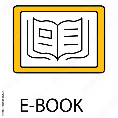 E-Book Download Vector Icon For Education Concept