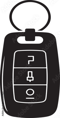 Modern car key fob with three buttons and a keyring silhouette