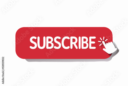 Red subscribe button with hand cursor click icon - vector call to action for website and blog.