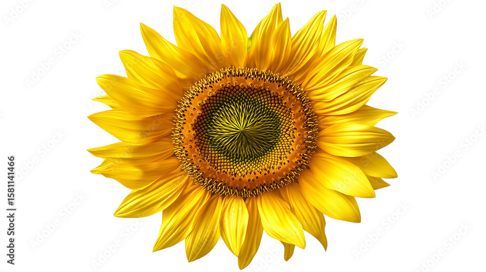Fototapeta premium Vibrant Yellow Sunflower Blossom isolated on a transparent background