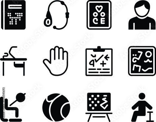 Collection of icons representing education accessibility and learning for diverse needs