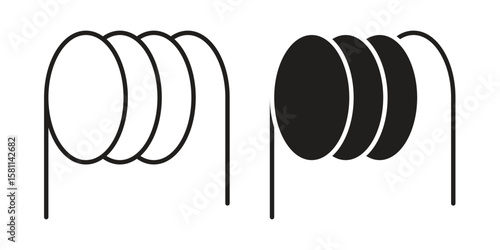 Wire coil icon. Stroke and Glyph pictogram. Vector illustration on white background