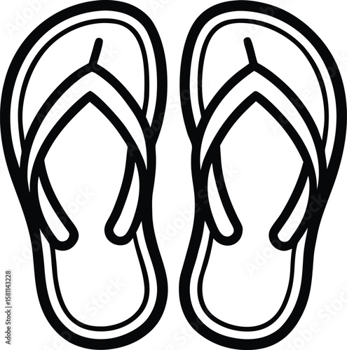 flip flop or flip-flop silhouette vector icon illustration design for slipper flip-flop, sandal flip-flop, pair flip-flop on a transparent background