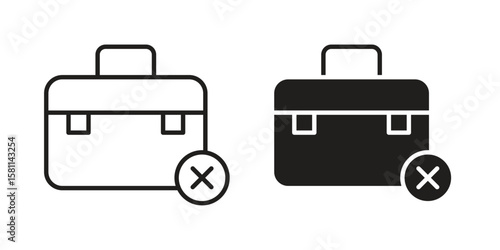 Unemployment icon. Stroke and Glyph pictogram. Vector illustration on white background