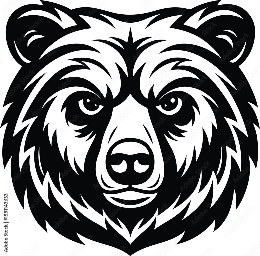 Obraz premium Grizzly Bear Head Mascot Vector Logo on a transparent background