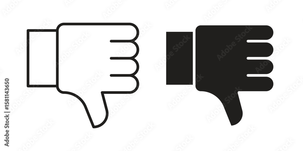 Thumb down icon. Stroke and Glyph pictogram. Vector illustration on white background Thumb down icon. Stroke and Glyph pictogram. Vector illustration on white background