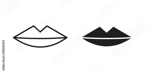 Thin lips icon. Stroke and Glyph pictogram. Vector illustration on white background