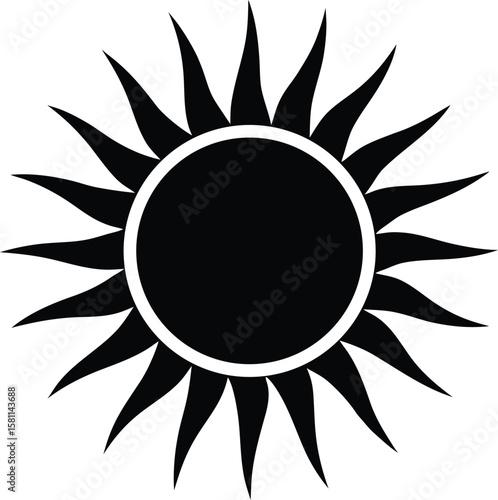 Sun Silhouette Vector Icon