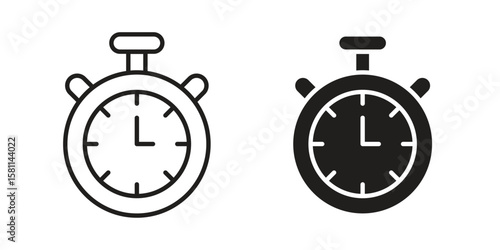 Stopwatch icon. Stroke and Glyph pictogram. Vector illustration on white background