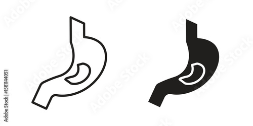 Stomach with Liquids icon. Stroke and Glyph pictogram. Vector illustration on white background