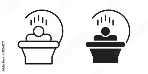Solarium icon. Stroke and Glyph pictogram. Vector illustration on white background