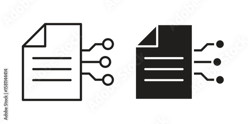 Smart contract icon. Stroke and Glyph pictogram. Vector illustration on white background