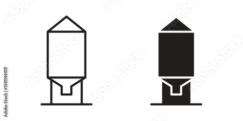 Silo icon. Stroke and Glyph pictogram. Vector illustration on white background