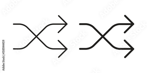 Shuffle icon. Stroke and Glyph pictogram. Vector illustration on white background