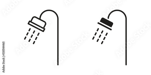 Shower Head icon. Stroke and Glyph pictogram. Vector illustration on white background