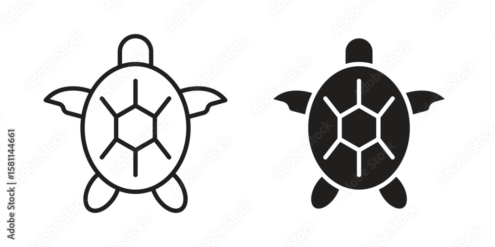Obraz premium Sea turtle icon. Stroke and Glyph pictogram. Vector illustration on white background