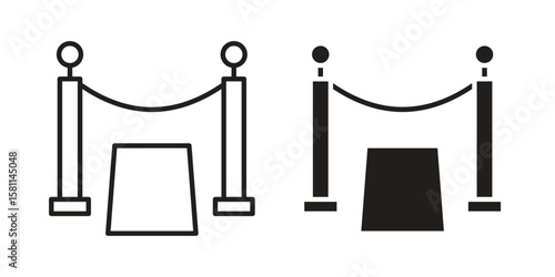 Red carpet icon. Stroke and Glyph pictogram. Vector illustration on white background