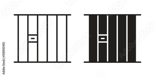 Prison icon. Stroke and Glyph pictogram. Vector illustration on white background