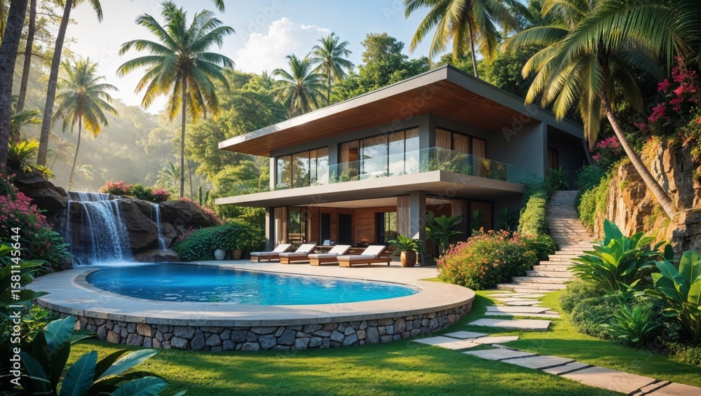 custom made wallpaper toronto digitalStunning luxury villa in a tropical paradise with a beautiful pool and lush garden.