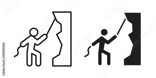 People Climbing icon. Stroke and Glyph pictogram. Vector illustration on white background