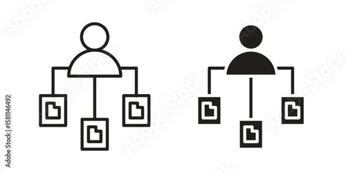 Multitask icon. Stroke and Glyph pictogram. Vector illustration on white background