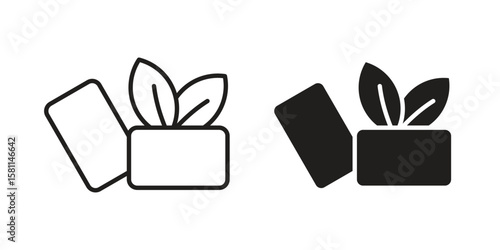 Mint gum icon. Stroke and Glyph pictogram. Vector illustration on white background