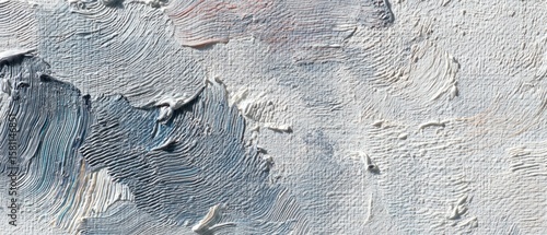 Abstract Textural Oil Painting: Grey and White Swirls