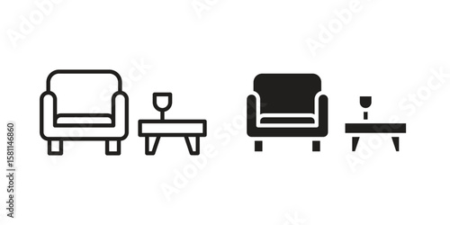 Lounge icon. Stroke and Glyph pictogram. Vector illustration on white background