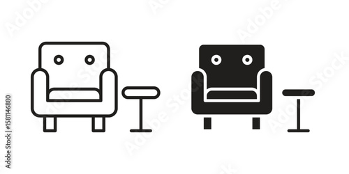 Lounge icon. Stroke and Glyph pictogram. Vector illustration on white background