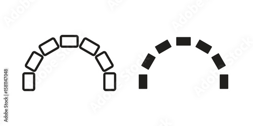 Lingual braces icon. Stroke and Glyph pictogram. Vector illustration on white background