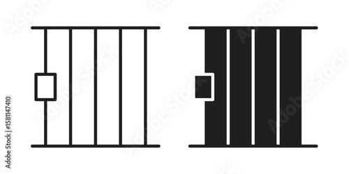 Jail icon. Stroke and Glyph pictogram. Vector illustration on white background