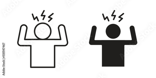 Irritated human icon. Stroke and Glyph pictogram. Vector illustration on white background