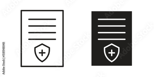 Health insurance icon. Stroke and Glyph pictogram. Vector illustration on white background