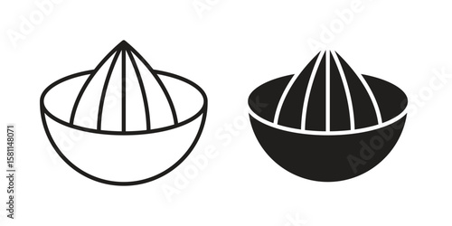 Hand Juicer icon. Stroke and Glyph pictogram. Vector illustration on white background