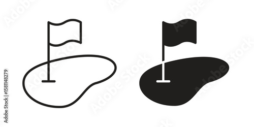 Golf yard icon. Stroke and Glyph pictogram. Vector illustration on white background