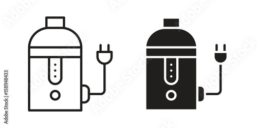 Garbage disposal icon. Stroke and Glyph pictogram. Vector illustration on white background