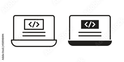 Front end icon. Stroke and Glyph pictogram. Vector illustration on white background