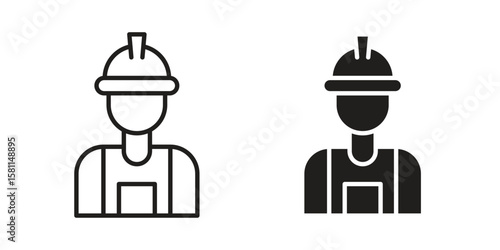 Engineer icon. Stroke and Glyph pictogram. Vector illustration on white background